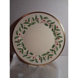 Lenox Holiday Dimensions Holly & Berries Porcelain Plates/napkin Rings(Set Of 4)